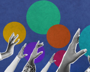 Collage of hands reaching up.